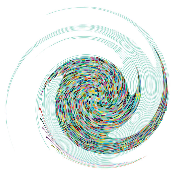 Single moteado, multicolor y colorido espiral, remolino, elemento giratorio. Torcido cíclico, circular y radial, verticilo radiante, forma de voluta
 - Vector, imagen