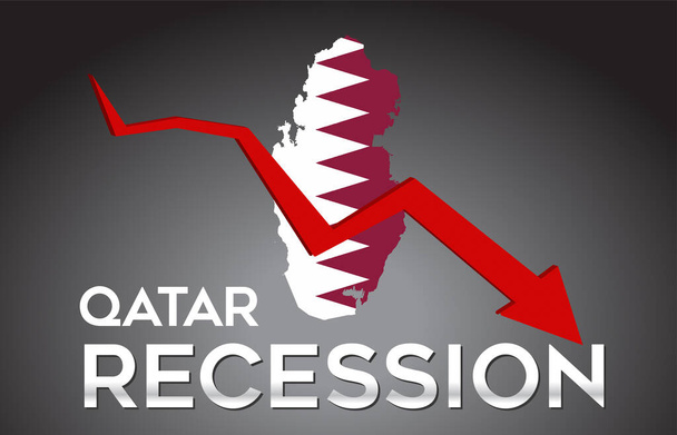 Χάρτης της οικονομικής κρίσης του Κατάρ Creative Concept με οικονομικό σχεδιασμό απεικόνισης Arrow Crash Vector. - Διάνυσμα, εικόνα