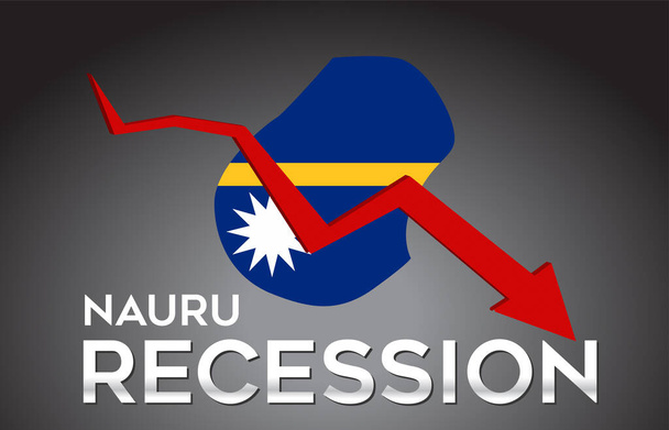 Map of Nauru Recession Economic Crisis Creative Concept with Economic Crash Arrow Vector Illustration Design. - Vector, Image
