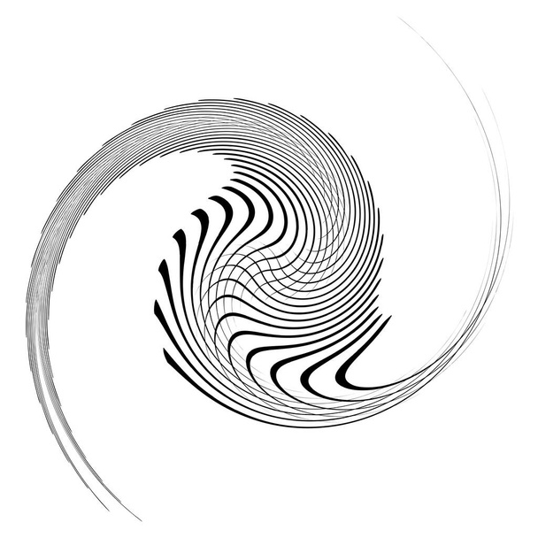 Monochrome volute, vortex shapes. Twisted helix elements. Rotation, spin and twist concept design - Vector, Image