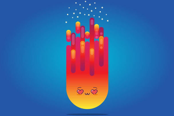 Aranyos és imádnivaló tűz nyálka Emote Artwork Design Illusztrátor - Vektor, kép