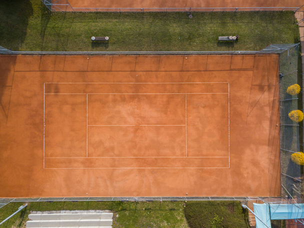 Aerial view of empty tennis court in Switzerland. - Photo, Image