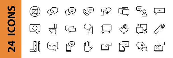 Einfache Reihe von Botschaftszeilenvektorzeilensymbolen. enthält Symbole wie Gespräche, SMS, Benachrichtigungen, Gruppenchats und mehr. Essbarer Schlaganfall. 48x48 Pixel perfekt, weißer Hintergrund. - Vektor, Bild