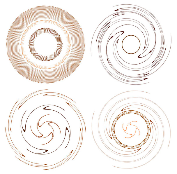 ensemble d'anneaux cycliques multicolores et monochromes, cycle concentrique. spirales tournantes, tourbillons, tourbillons, spirales et tourbillons. abstraites circulaires, formes de boucle radiale, éléments
 - Vecteur, image