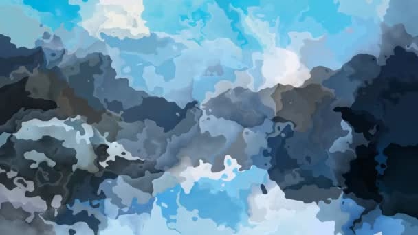 abstracto animado centelleo manchado fondo completo HD lazo sin costuras de vídeo - acuarela splotch efecto líquido - color cielo azul y gris roca de montaña
 - Imágenes, Vídeo