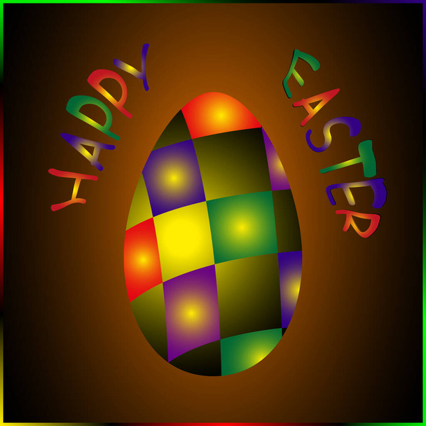 Easter card with the image of multi-colored eggs and multi-colored inscription "Happy Easter" - Фото, зображення
