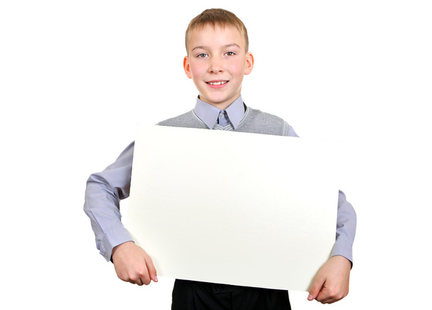 Boy with Blank Board - Fotoğraf, Görsel