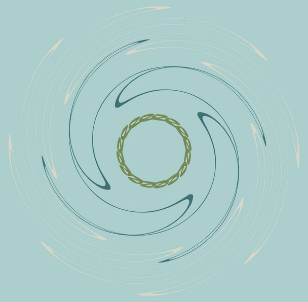 Único manchado, multi-cor e espiral colorido, redemoinho, twirl elemento. Torcido cíclico, circular e radial, irradiando turbilhão, forma de voluta sobre fundo colorido, fundo
 - Vetor, Imagem