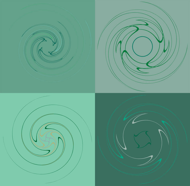 カラフルで多色で単色のサイクル同心円状のリングです。回転する螺旋渦巻渦巻渦巻。抽象的な円形、放射状のループ形状、色背景上の要素、背景 - ベクター画像