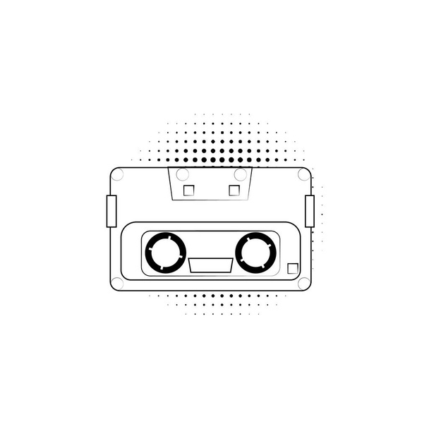 vector vintage cassette tape icoon voor het beluisteren van muziek in een cassette recorder - Vector, afbeelding