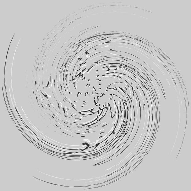 スマッジ、スミア、グランジーモノクローム、黒と白のボリューム、渦の形。ねじれたらせんの要素。回転、回転、ねじれの概念設計。要約グレースケールスパイラル、渦巻き、ツイルイラスト - ベクター画像
