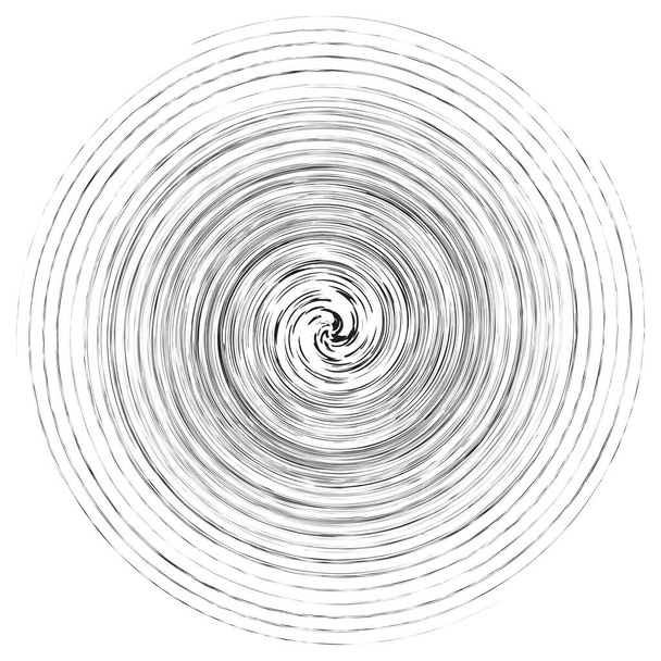 Rozmaz, rozmaz, grungy monochromatyczny, czarno-biały wolut, kształt wiru. Pokręcony element spiralny. Koncepcja obrotu, obrotu i skręcania. Abstrakcyjna spirala w skali szarości, wirująca, wirująca ilustracja - Wektor, obraz