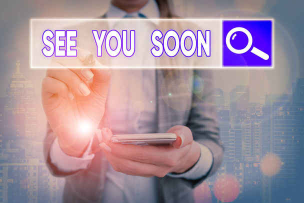 Text sign showing See You Soon. Conceptual photo used for saying goodbye to someone and going to meet again soon. - Photo, Image