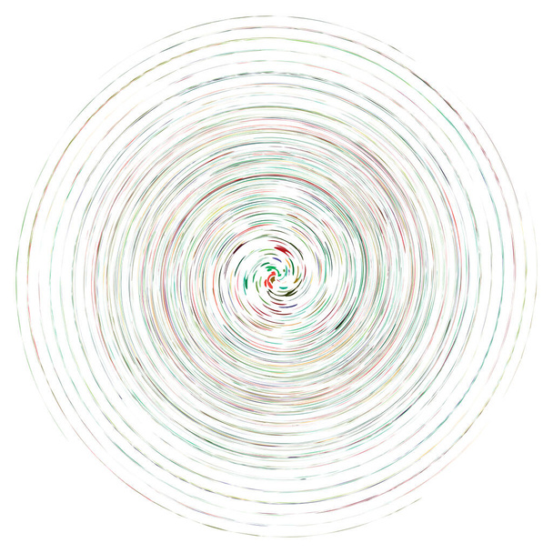 Tek noktalı, çok renkli ve renkli spiral, girdap, dönme elementi. Bükülmüş döngüsel, dairesel ve dairesel, yayılan girdap, volt şekilli - Vektör, Görsel
