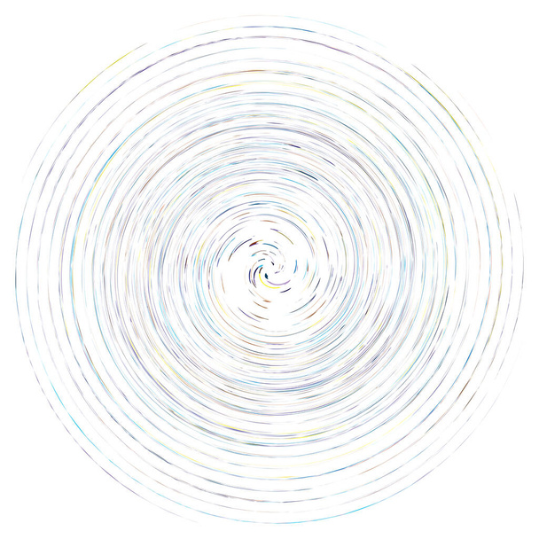 Jednotlivé skvrnité, pestrobarevné a barevné spirály, vířící, točící se prvek. Kroucený cyklický, kruhový a radiální, vyzařující spirála, volutový tvar - Vektor, obrázek
