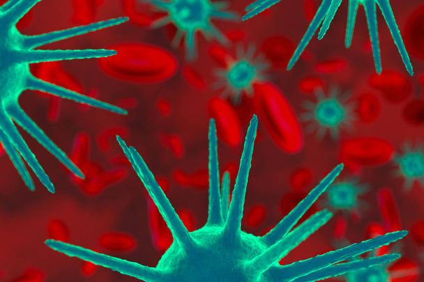 A közeli kép egy fertőző vírus (3d renderelés) - Fotó, kép