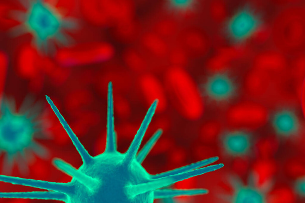 A close up of an infectious virus (3d rendering) - Photo, Image