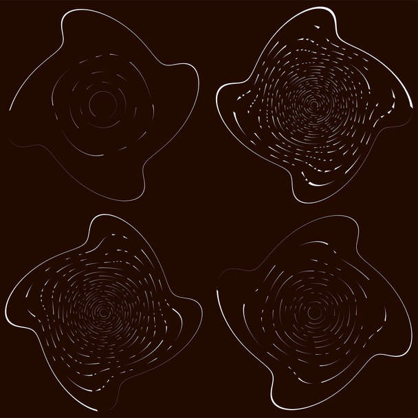 Набір чорно-білих вихорів, об'ємних форм. Скручені спіральні елементи
 - Вектор, зображення