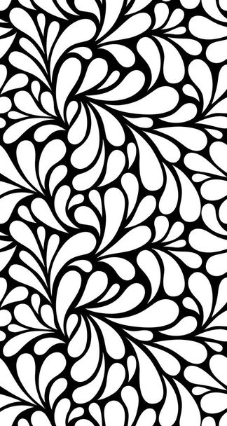 Vector seamless black and white pattern with drops. Monochrome abstract floral background. Stylish monochrome texture. - ベクター画像