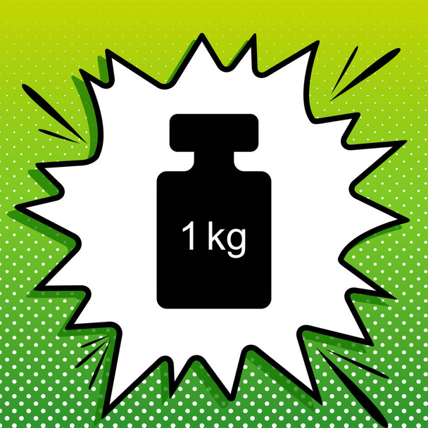 Gewicht einfaches Zeichen. Schwarze Ikone auf weißem Popart Splash auf grünem Hintergrund mit weißen Flecken. - Vektor, Bild