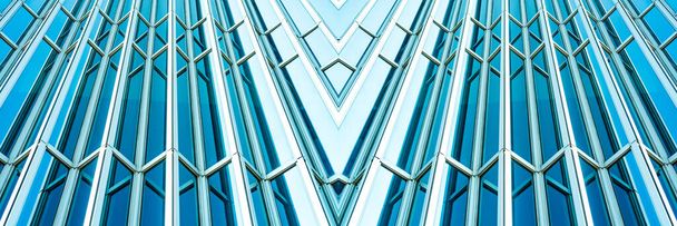 vista panoramica sul lato inferiore e prospettiva in acciaio Tiffany grattacieli di vetro blu grattacieli, concetto di business di architettura industriale di successo
 - Foto, immagini