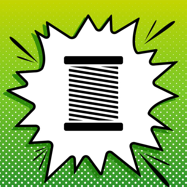 Illustration de signe de fil. Icône noire sur popart blanc Splash sur fond vert avec des taches blanches
. - Vecteur, image