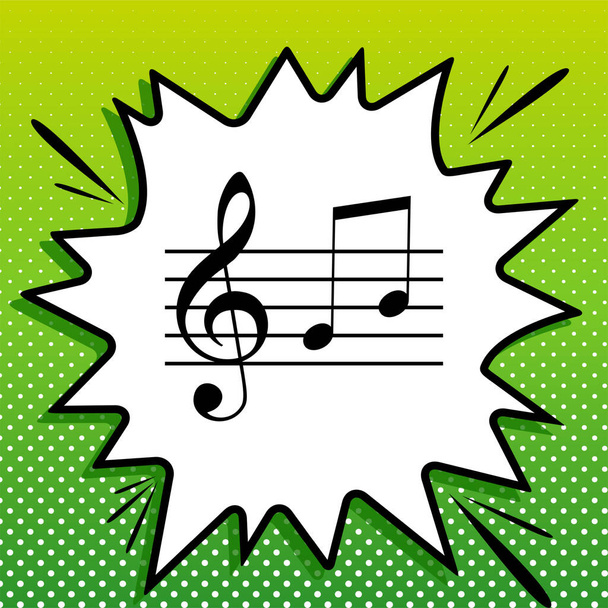 Музыкальный скрипичный знак. G-клеф и ноты G, H. Черная икона на белом фоне с белыми пятнами
. - Вектор,изображение