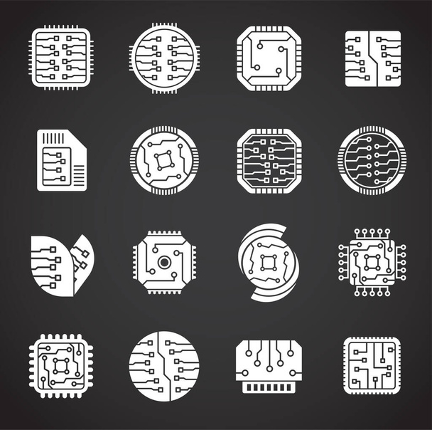Icone relative ai circuiti impostate sullo sfondo per il disegno grafico e web. Simbolo di concetto di illustrazione creativa per app web o mobile
. - Vettoriali, immagini