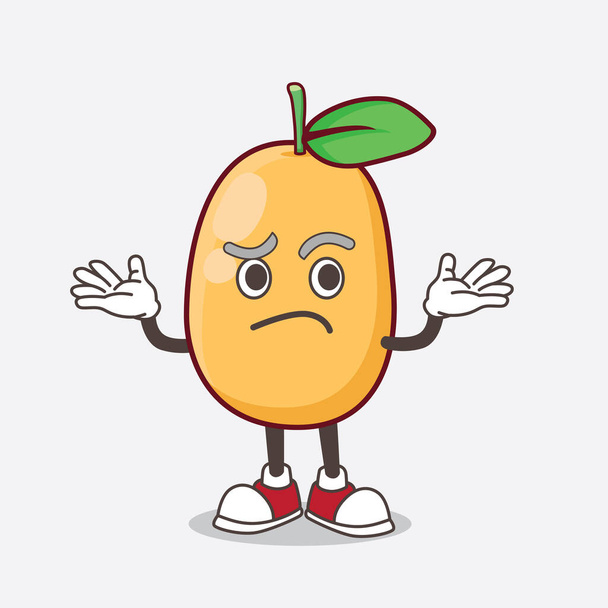 Komik bir sırıtış ifadesindeki Kumquat Fruit çizgi film maskot karakteri. - Vektör, Görsel