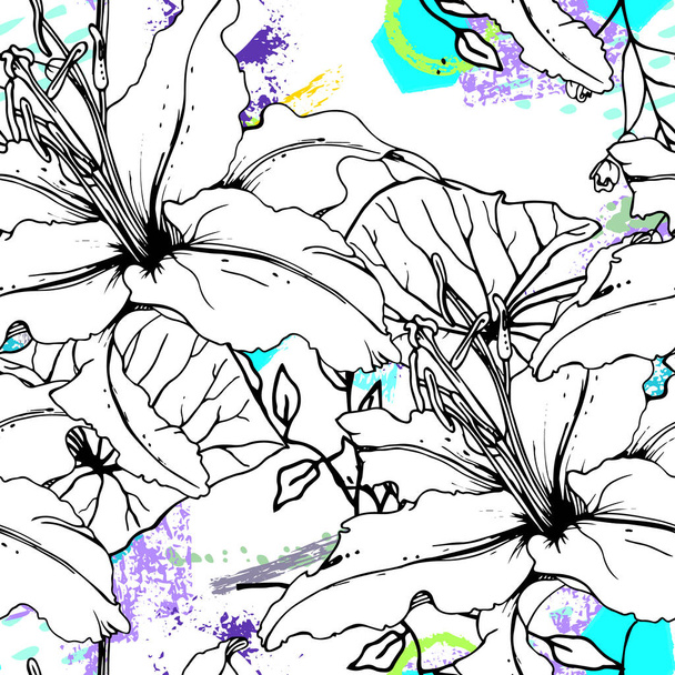 Floral Geometric Print Tropical Jungle Leaf Brush - Вектор,изображение