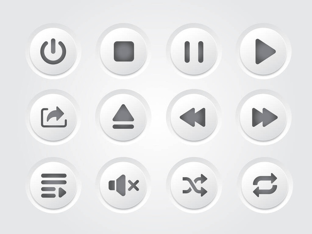 The vector isolated music player gray gradient flat interface design icon collection  - Vector, afbeelding