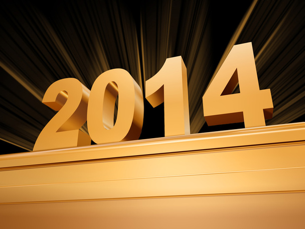 Zlatý nový rok 2014 na podstavci - Fotografie, Obrázek