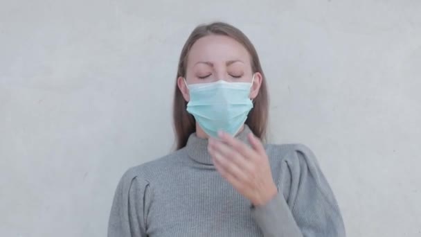 Girl feeling sick, coughing - Footage, Video