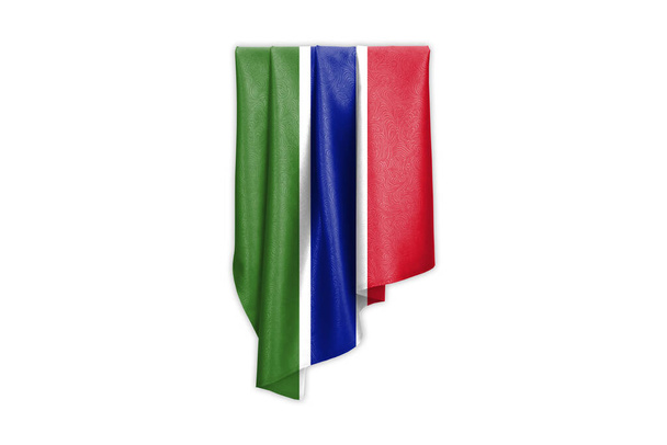 Gambia Flag with a beautiful glossy silk texture with selection path - 3D Illustration - Photo, Image
