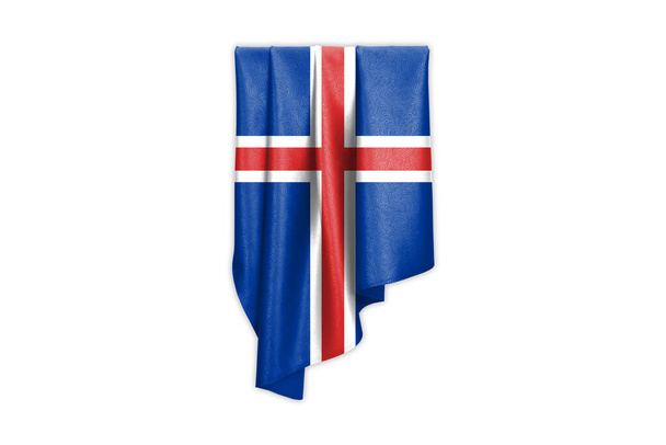 Σημαία Ισλανδίας με όμορφη γυαλιστερή μεταξένια υφή με δυνατότητα επιλογής - 3D Illustration - Φωτογραφία, εικόνα