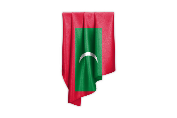 Malediivit Lippu kaunis kiiltävä silkki rakenne valinta polku - 3D-kuvitus
 - Valokuva, kuva