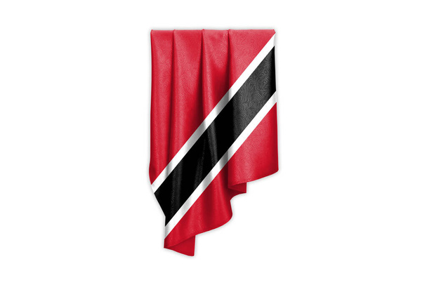 Trinidad en Tobago Vlag met een mooie glanzende zijde textuur met selectie pad - 3D Illustratie - Foto, afbeelding