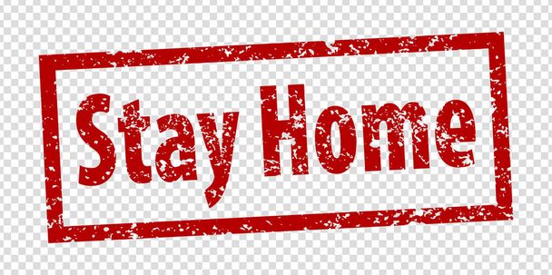 Stay Home rule red square rubber seal stamp on transparent background.  Stamp Stay Home  rubber text  inside rectangle  Covid-19 infection sign. EPS 10 - Vector, Image