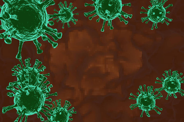 Virus chino 2019-nCoV coronavirus COVID-19 virus que flota en un entorno celular, representación 3D del virus, ilustración del organismo, virus vistos micro - Foto, Imagen