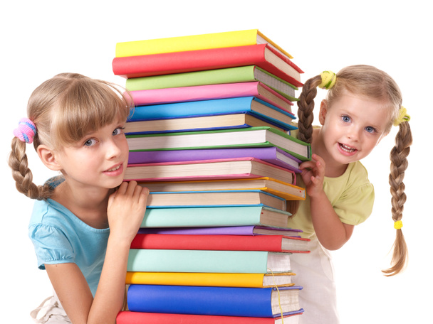 Children reading stack of book. - Photo, Image
