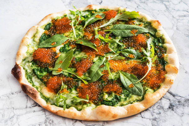 pizza with caviar, top view - Foto, immagini