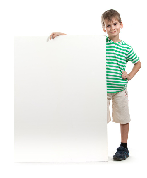 Boy holding a banner - 写真・画像
