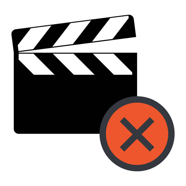 Clapper board icon on white background. Vector flat film video illustration . - Vector, Image