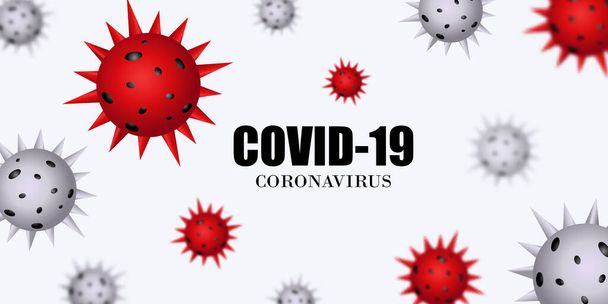Coronavirus COVID-19 infection médicale. Cellules virales covidées de la grippe respiratoire. Nouveau nom officiel pour la maladie à Coronavirus nommé COVID-19, illustration vectorielle
 - Vecteur, image