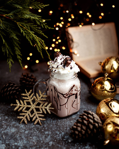milkshake with whipped cream and chocolate - Фото, изображение