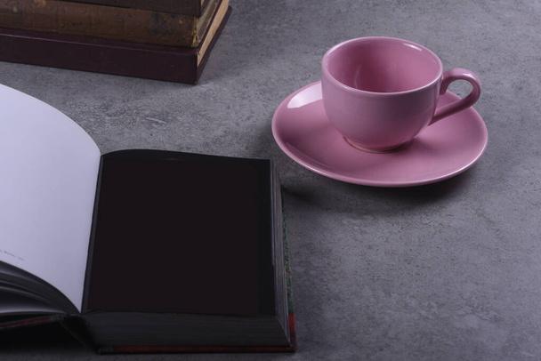 Old Books on Empty Cup of Coffee   - Photo, Image