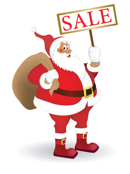 Santa Claus with a plate "Sale" in his hand - Διάνυσμα, εικόνα