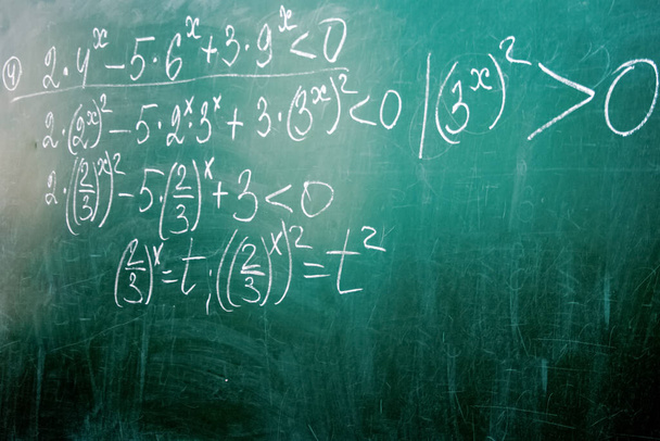 close up of math formulas on a blackboard - Photo, Image