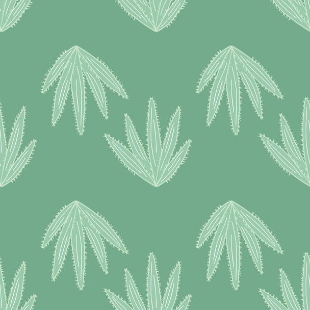Geometric botanical exotic backdrop. Abstract cactus seamless pattern on green background. Cacti wallpaper. Design for fabric, textile print, wrapping paper. Creative vector illustration - ベクター画像