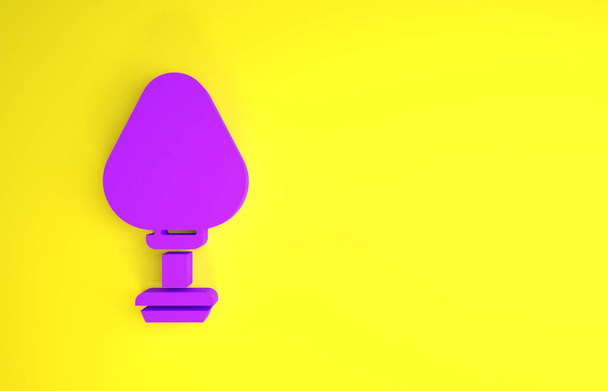 Icona plug anale viola isolata su sfondo giallo. Segno di tappo. Accessorio feticista. Giocattolo del sesso per uomini e donne. Concetto minimalista. Illustrazione 3d rendering 3D
 - Foto, immagini